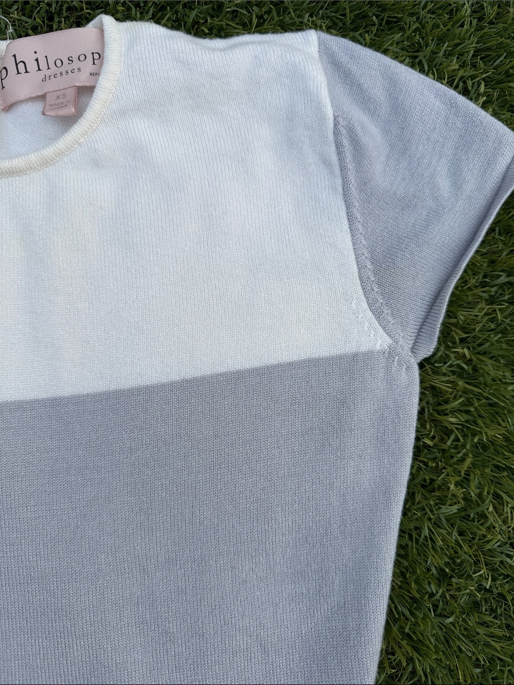 Philosophy Striped Ombre Midi Dress in White, Gray & Black - Picture 6 of 11